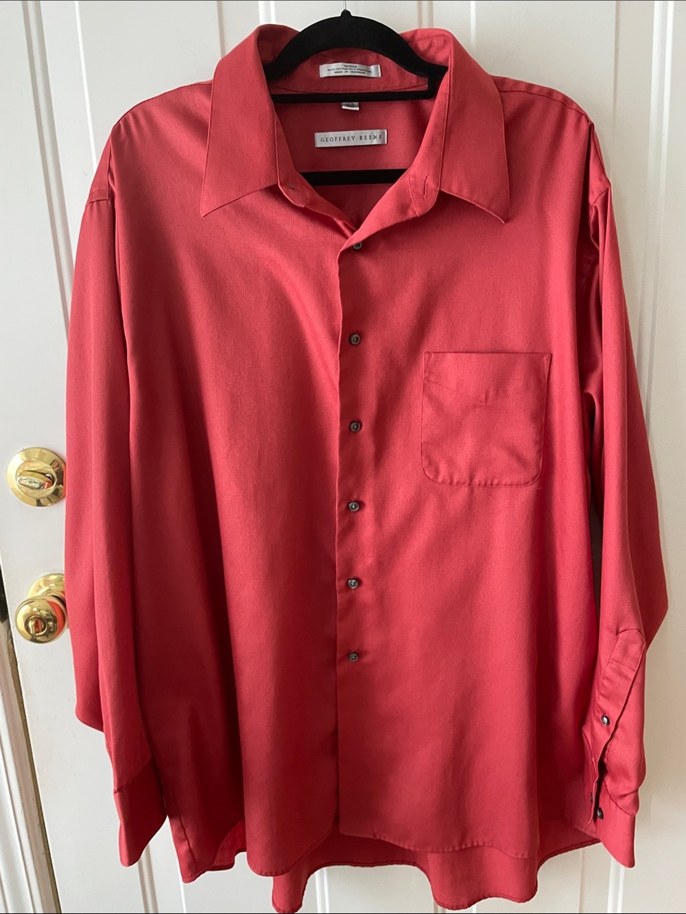 Geoffrey Beene Coral-Red Long Sleeve Dress Shirt Size XXL 34/35